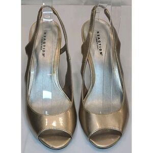 Reaction Kenneth Cole Slingback Open Toe Gold Heels Size‎ 7M